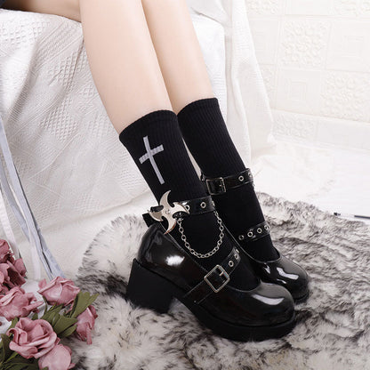 Avelena | Schwarze und weiße Kreuzsocken