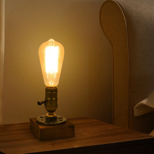 Avelena | Vintage Industrie Eisen Glühbirne 1-Licht Tischlampe