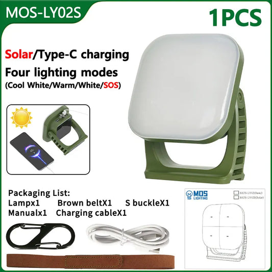 Avelena | 80W LED Solar-Aufladbare Campinglampe mit Magnet und Zoomfunktion