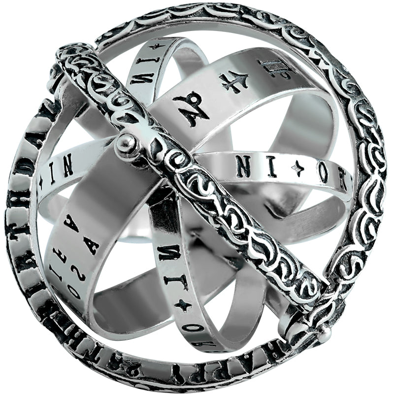 Avelena | Cooler Retro Faltbarer Silberring mit Universumskugel, Aus 925 Silber, Kreatives Geschenk für Männer und Frauen