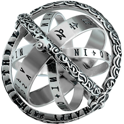 Avelena | Cooler Retro Faltbarer Silberring mit Universumskugel, Aus 925 Silber, Kreatives Geschenk für Männer und Frauen