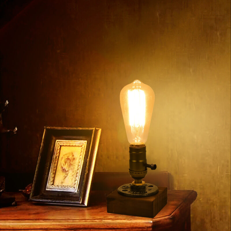 Avelena | Vintage Industrie Eisen Glühbirne 1-Licht Tischlampe