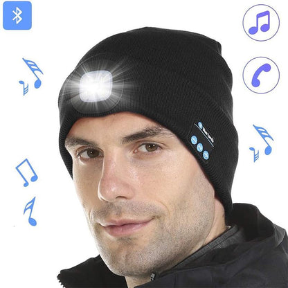 Avelena | Bluetooth Mütze mit Led Stirnlampe