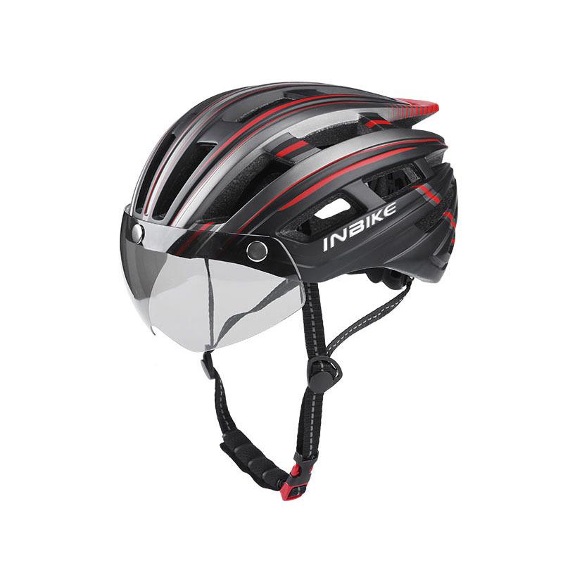 Avelena | Fahrradhelm mit Goggles Visier und Led-Rücklicht