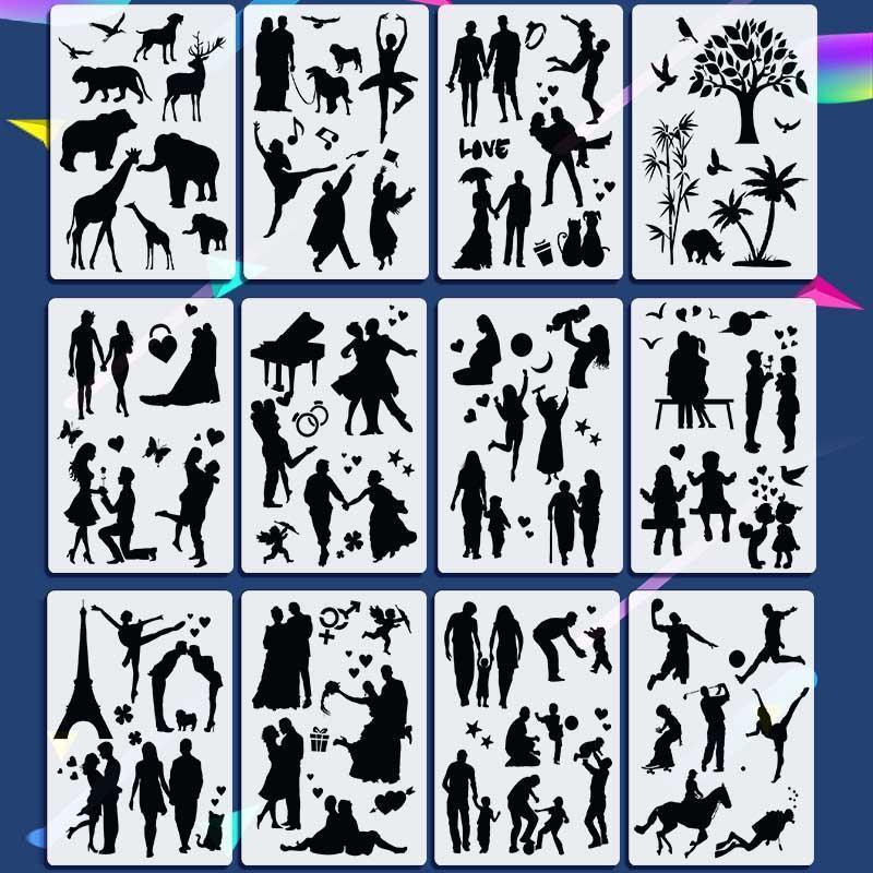 Avelena | Fast Draw Schablonenkunst Vorlagen - 12 Blätter/Set