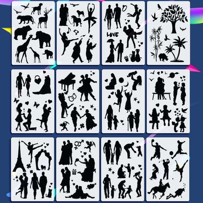 Avelena | Fast Draw Schablonenkunst Vorlagen - 12 Blätter/Set