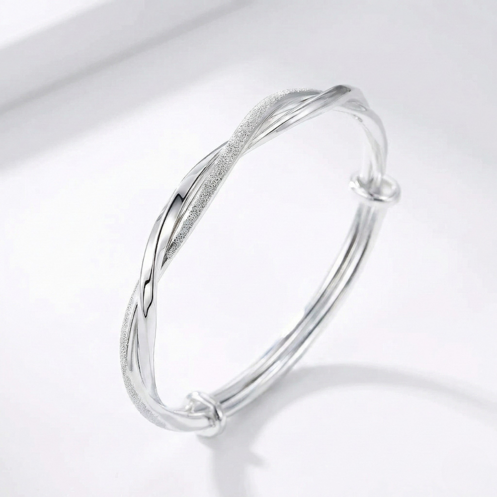 Damen Gedrehter Armreif in Offener Form Silberfarben | Shop Nory