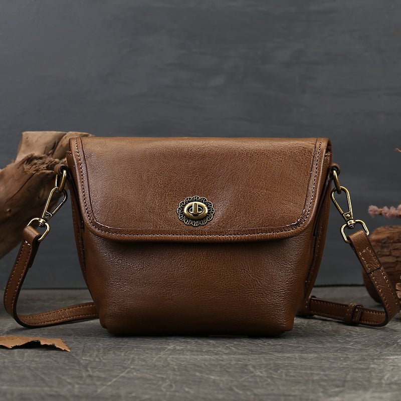 Avelena | Retro Einfarbige Leder Umhängetasche