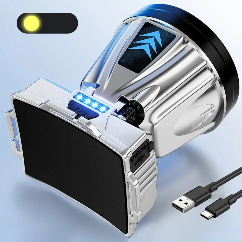 Avelena | Breitstrahlende LED-Stirnlampe mit Powerbank-Funktion und USB-Ladeanschluss