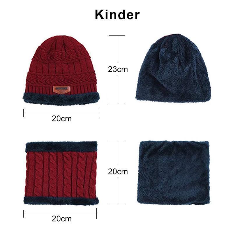 Avelena | Warme Strickmütze mit Schal ( Erwachsene und Kinder )