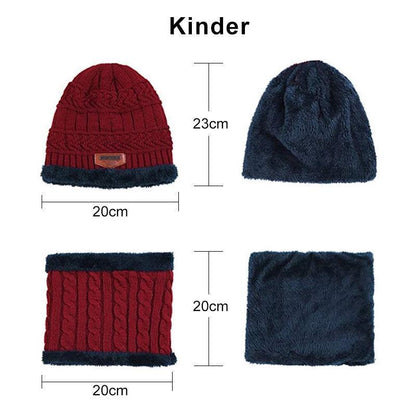 Avelena | Warme Strickmütze mit Schal ( Erwachsene und Kinder )