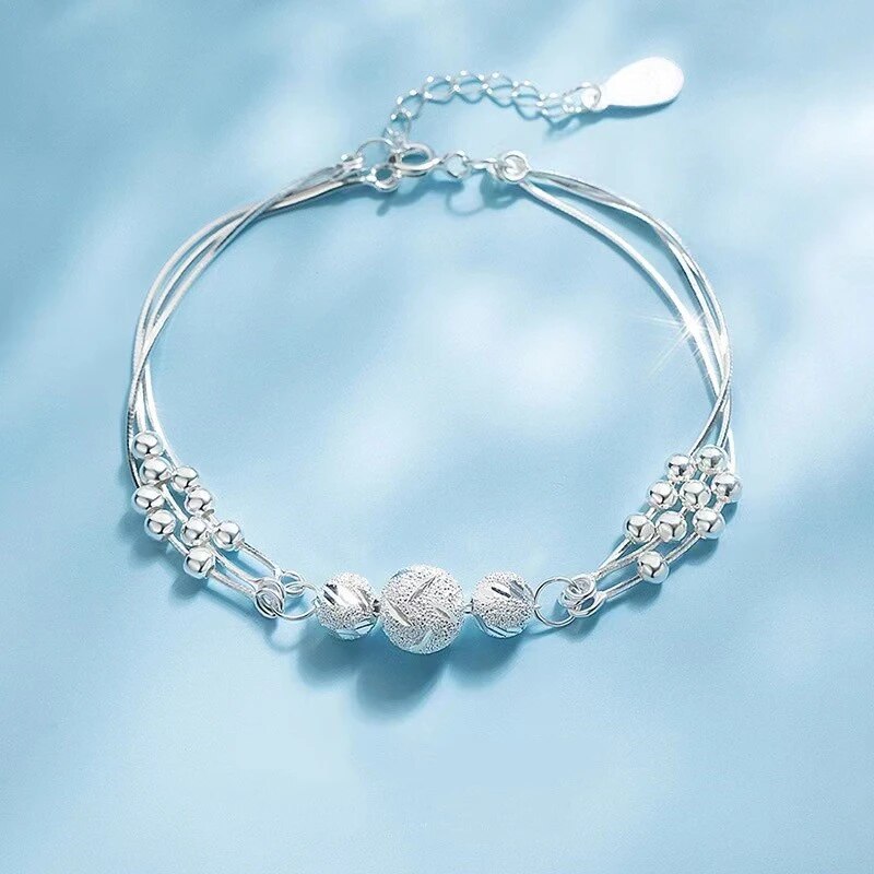 Avelena | Silberne Armband mit Mehreren Strahlenden Perlen