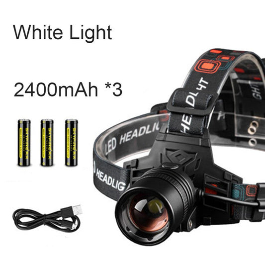 Avelena | Wiederaufladbare Wasserdichte Helle LED Arbeitskopflampe, mit Zoomlicht, 3 Lichtmodi & Powerbank, für Camping, Wandern, Jagen, im Freien