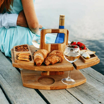 Avelena | Tragbarer Holz Picknick Wein Tisch