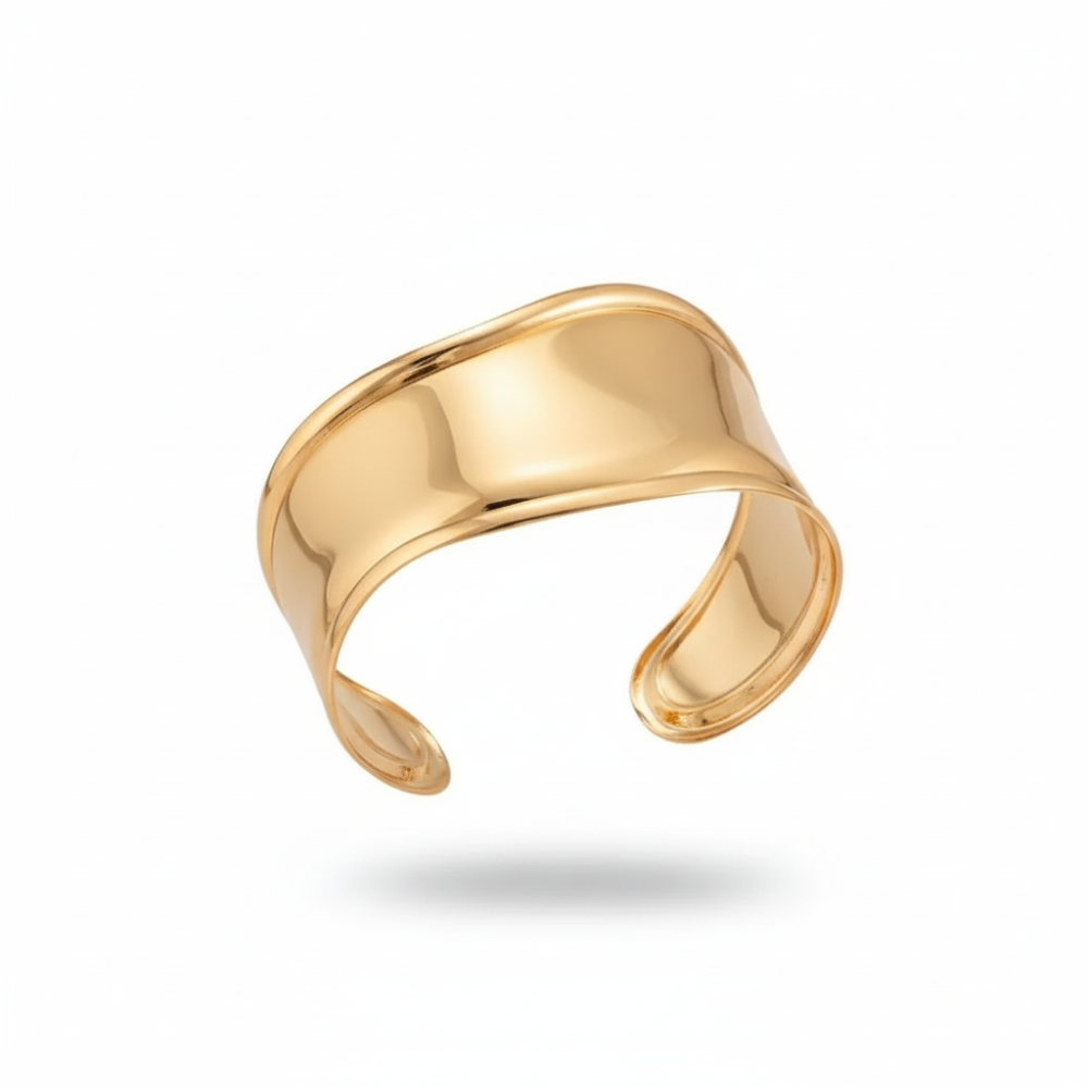 Damen Offener Breiter Armreif in Glänzender Goldoptik | Shop Nory