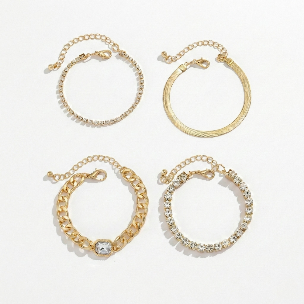 Damen Armband Set mit Gliederkette und Strassdetails | Shop Nory