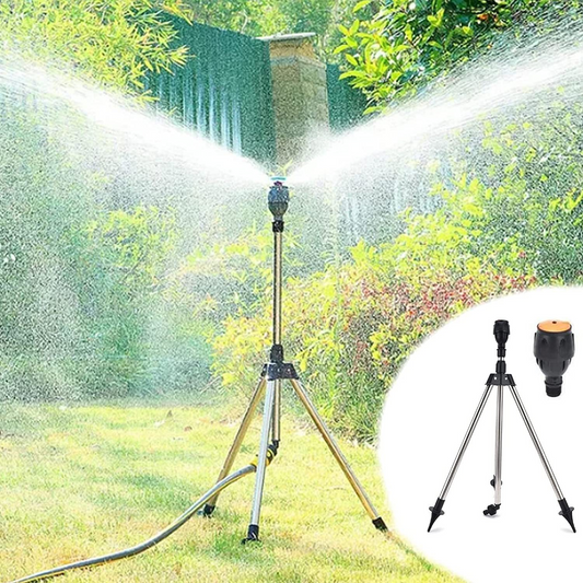 Avelena | Automatischer Rotierender Gartensprinkler mit Einziehbarem Stativ für den Garten
