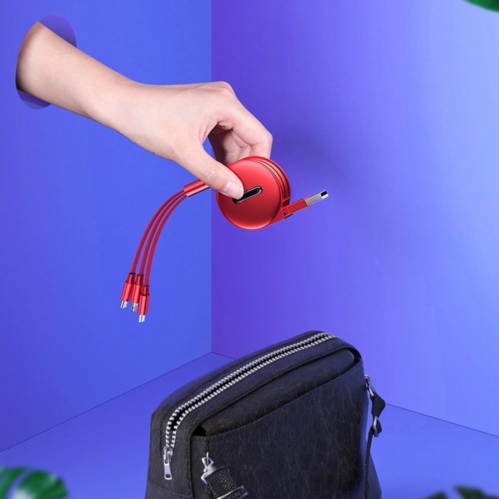 Avelena | 3-1 Ausziehbares Ladekabel Für Ios, Micro und Type-C
