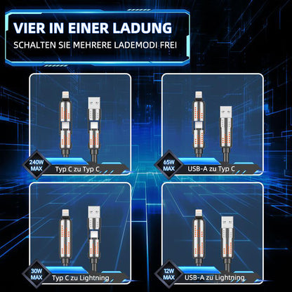 Avelena | 240W 4-in-1 USB-C Schnellladekabel