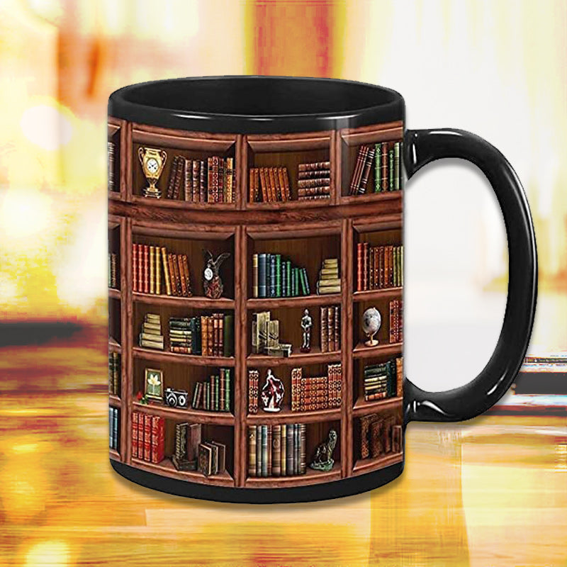 Avelena | Bücherregal Keramikkaffeebecher - Geschenk für Katzenbuchliebhaber