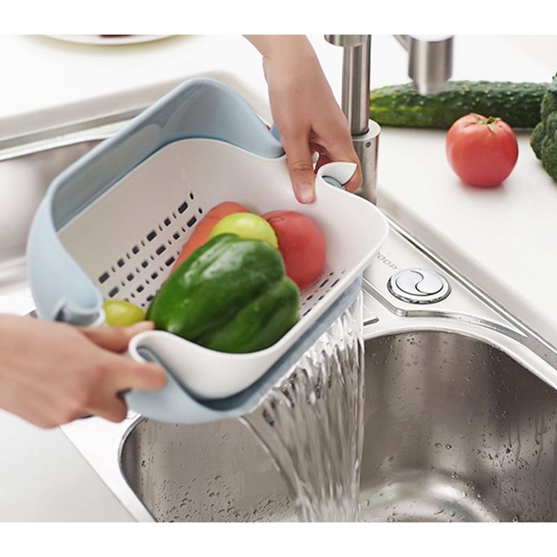Avelena | Doppelschicht Flip-Drain-Korb, Obst- und Gemüsekorb aus Kunststoff, Tropfkorb