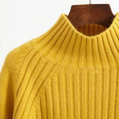 Avelena | Gerippter Rollkragenpullover mit Ballonärmeln