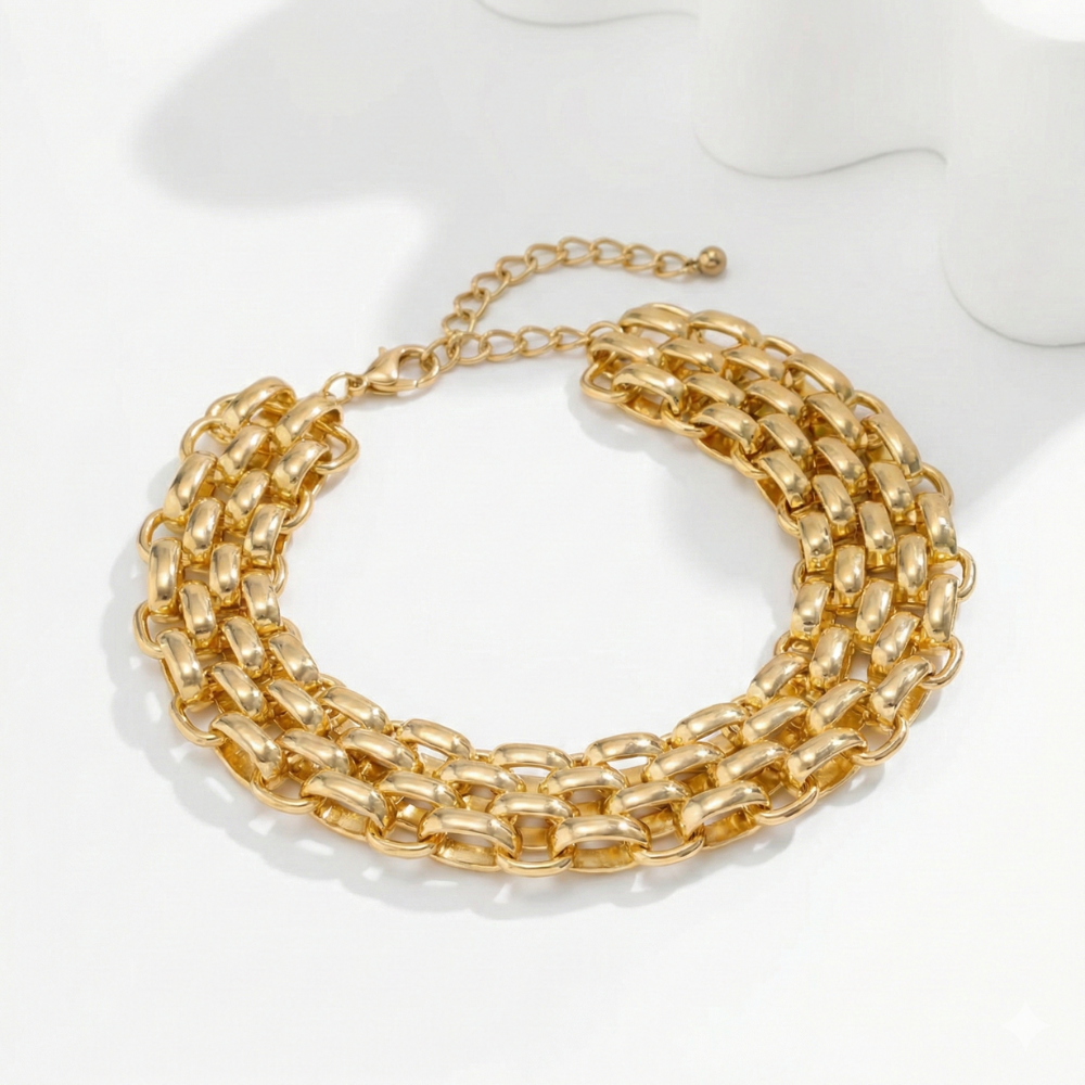 Mehrreihiges Gliederarmband in Goldoptik mit Verlängerungskette | Shop Nory