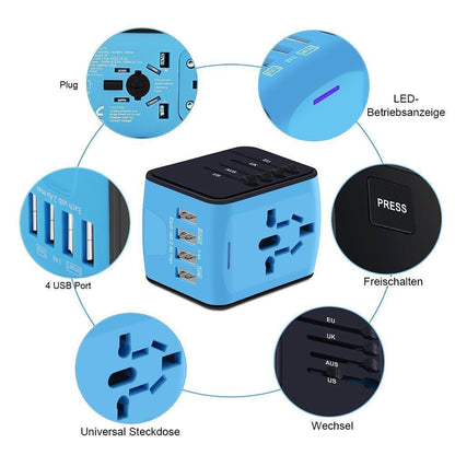 Avelena | Bequee Universal World Plug Reiseadapter, blau