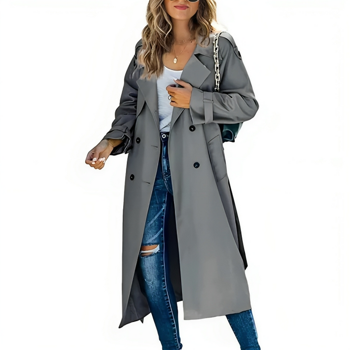 Elegante trenchcoat met dubbele rijen knopen voor vrouwen