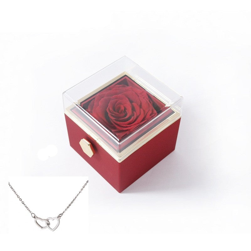 Avelena | 180° Roos Geschenkbox | Mit Gravierter Love Kette