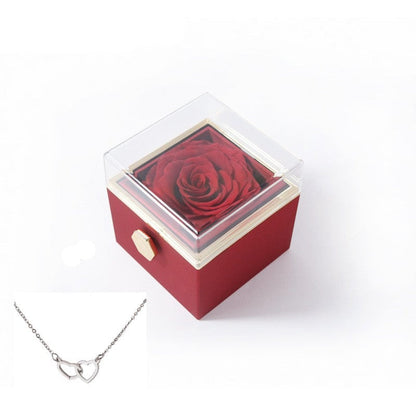 Avelena | 180° Roos Geschenkbox | Mit Gravierter Love Kette