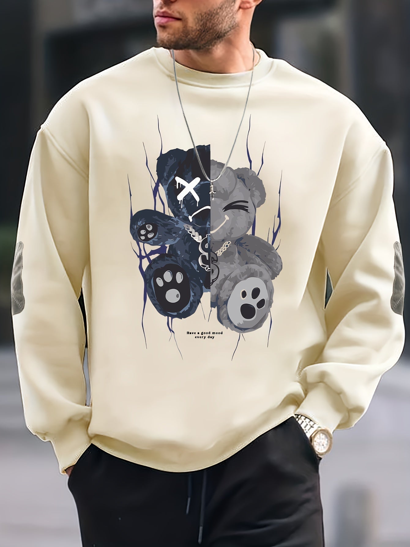 Avelena Mode Crew Neck Baumwolle Pullover Sweatshirt für Männer | Perfekt für Alltagskleidung