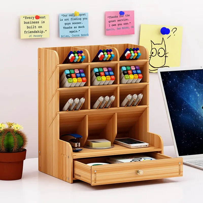Avelena | PenBox | Schreibtisch-Organizer | Holz-Stifthalter | Stilvolle und Effiziente Aufbewahrungslösung