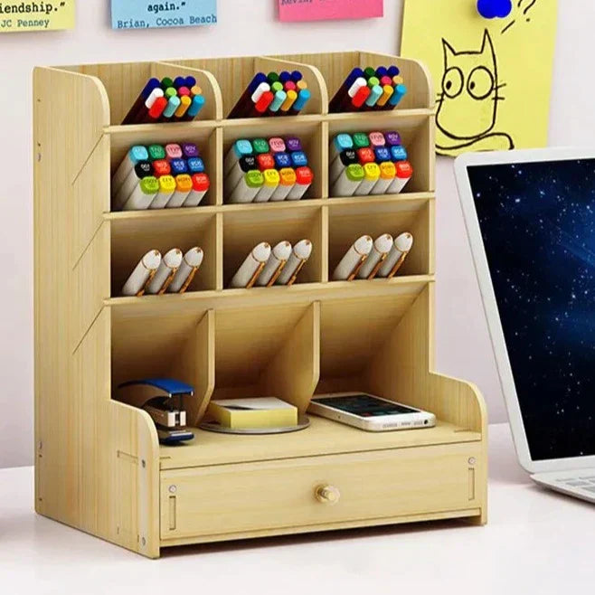 Avelena | PenBox | Schreibtisch-Organizer | Holz-Stifthalter | Stilvolle und Effiziente Aufbewahrungslösung