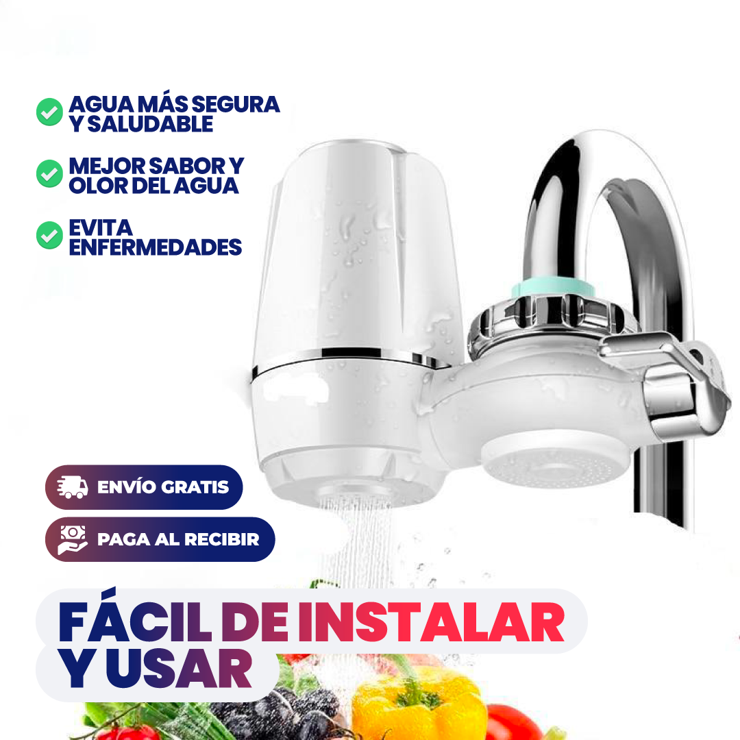 Avelena | Wasserhahnfilter | 7-stufige Filtration | Wiederverwendbare Keramikkartusche | Für Standardarmaturen