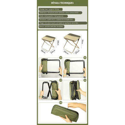 Avelena | 2-in-1 Stuhltasche – Ultraleichter faltbarer Rucksack mit eingebautem Sitz