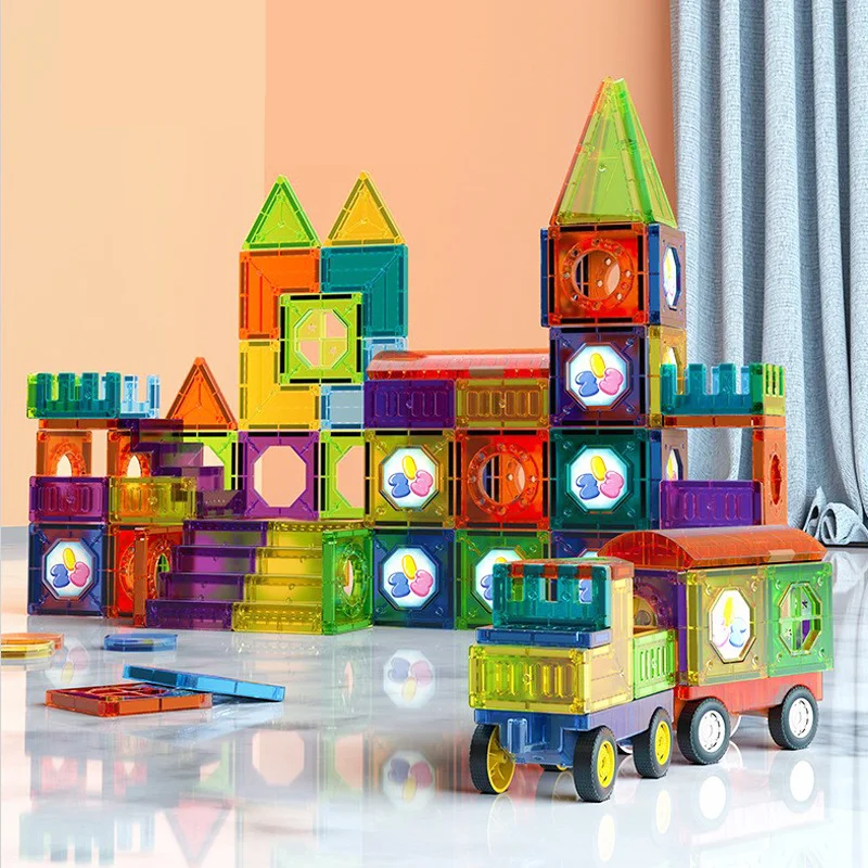 Avelena | BrightTracks – Magnetisches Bauspielzeug mit LED (69-teiliges Set)