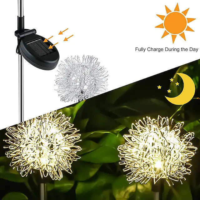 Avelena | 2-Pack: Outdoor Solar Löwenzahn Rasenlichter