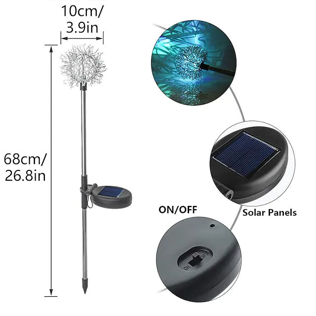 Avelena | 2-Pack: Outdoor Solar Löwenzahn Rasenlichter