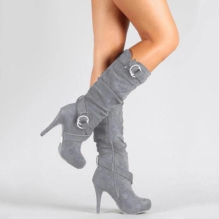 Elegante Lederstiefel bis zum Knie