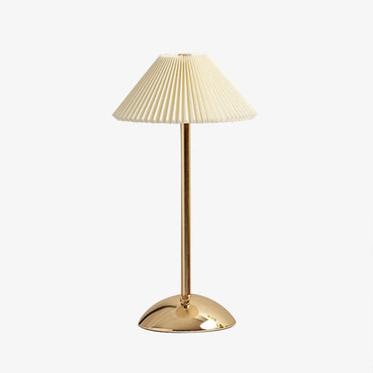Avelena | Zeitgenössische skandinavische wiederaufladbare Eisenstoff konische plissierte LED-Tischlampe für Nachttisch