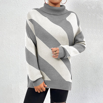 Avelena | Sweatshirt Strickpullover mit Streifen Casual