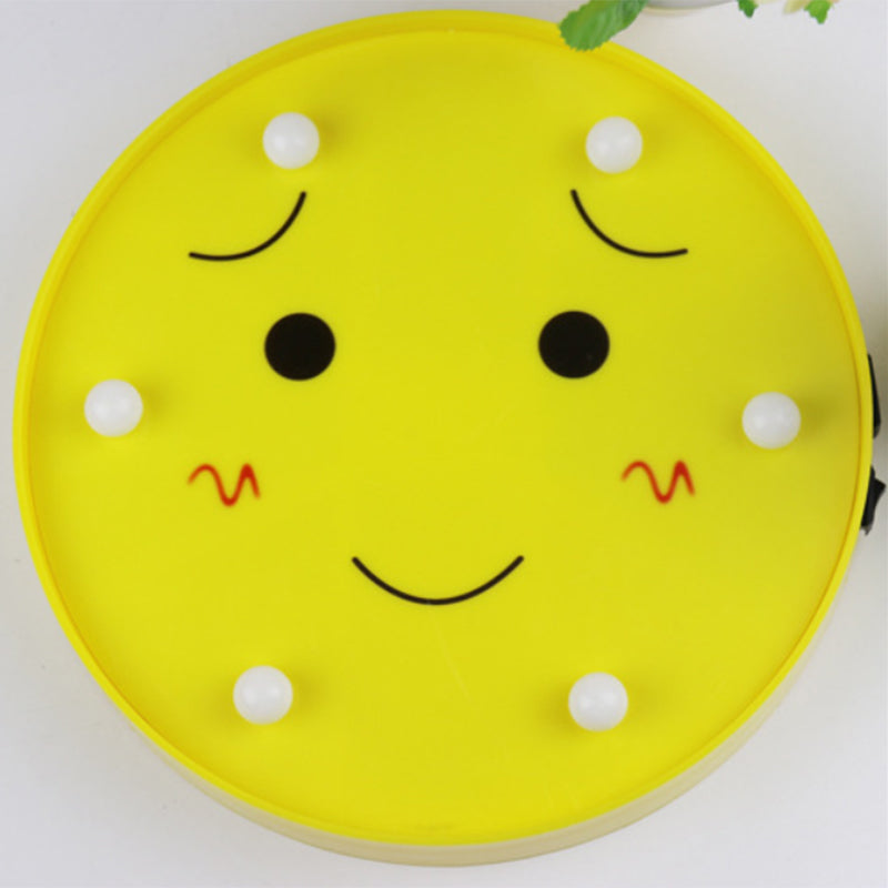 Avelena | Lustige Emoji Ausdruck Wandlampe Modernist Kunststoff Batterie Led Gelb Nachttischlampe
