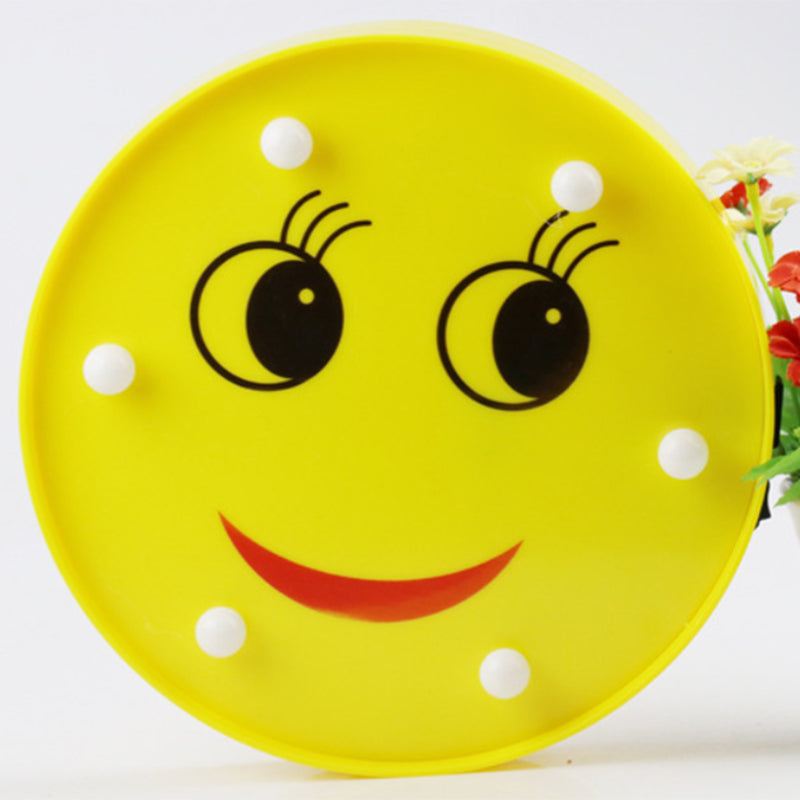 Avelena | Lustige Emoji Ausdruck Wandlampe Modernist Kunststoff Batterie Led Gelb Nachttischlampe