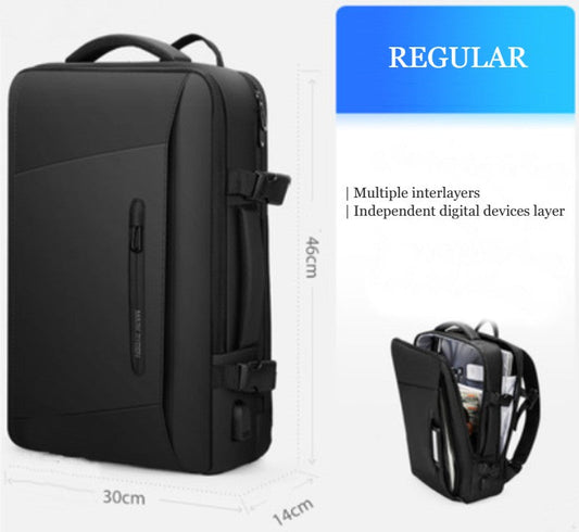 Avelena | Wasserdichter Rucksack mit mehreren Fächern, unabhängiger digitaler Schicht, erweiterbar, 180¬∞Öffnung und integrierter Regenmantel, für Reisen, Camping und mehr