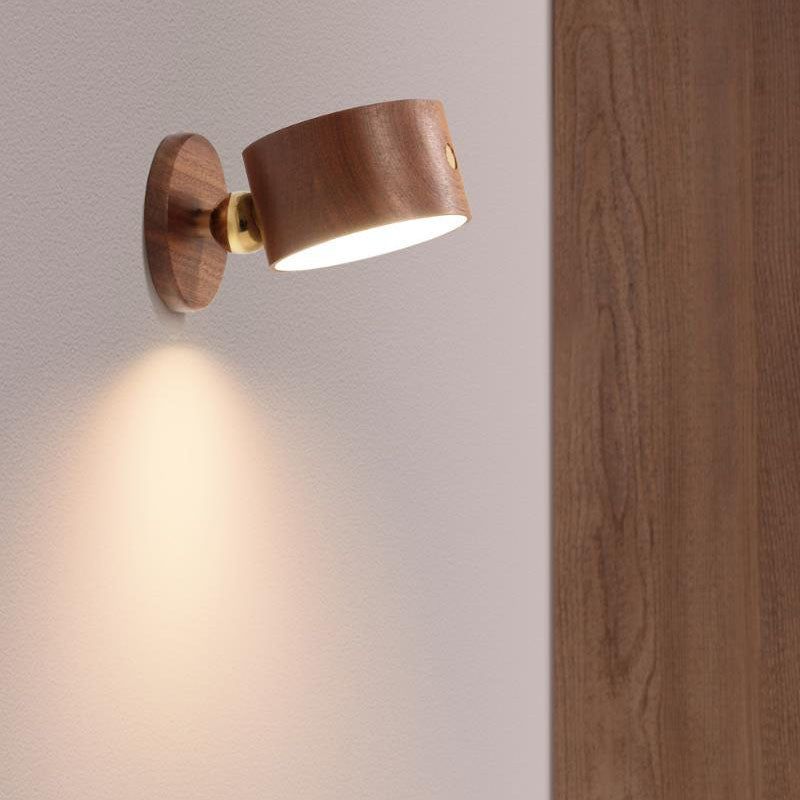 Avelena | Einfache Holz USB wiederaufladbare Touch-Magnet LED Nachtlicht Wand Sconce Lampe