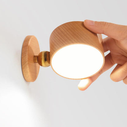 Avelena | Einfache Holz USB wiederaufladbare Touch-Magnet LED Nachtlicht Wand Sconce Lampe