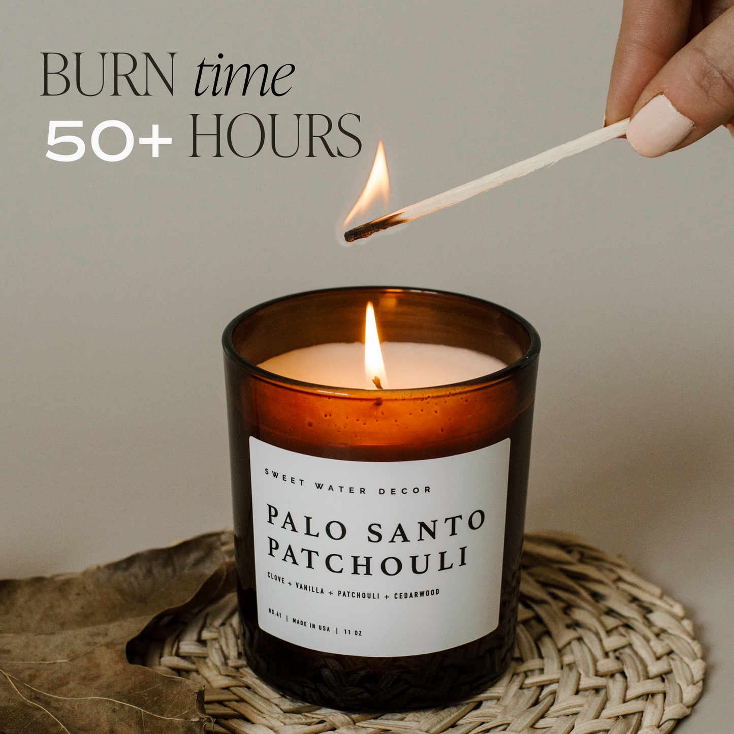 Avelena | Palo Santo Patchouli Sojawachskerze Amberglas 11 Oz