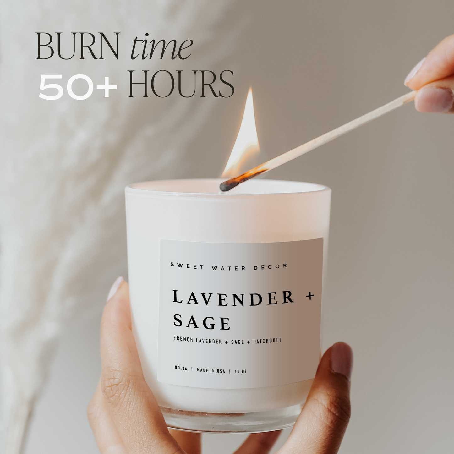 Avelena | Palo Santo Patchouli Soja Kerze Weißes Glas 11 Oz