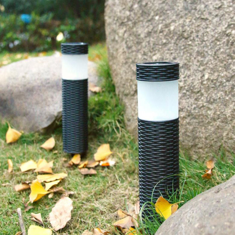 Avelena | Outdoor Solar Rattan Zylindrisches LED Garten Rasen Boden Einbau Landschaftslicht